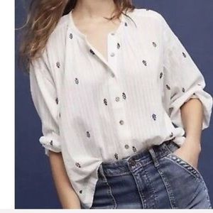 ANTHROPOLOGIE AKEMI & KIN BUTTON FRONT EMBROIDERY